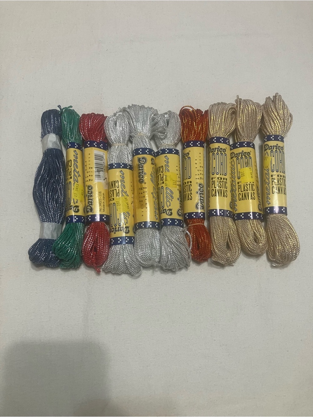 10 Darice Metallic Craft Cords in Blue, Green, Red, Silver, Orange, Gold Tones